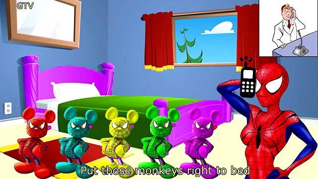 Five Little Mickey Mouse Iron Man Finger Family Song | 5 Little Monkeys Jumping On The Bed