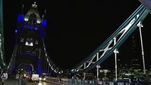 London's Tower Bridge turns blue for royal baby boy