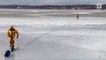 A golden retriever had to be rescued after falling in icy Lake Michigan