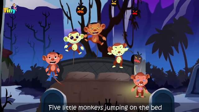 5 Little Monkeys Jumping On The Bed | Halloween | Rhymes for Children
