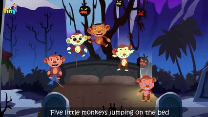 5 Little Monkeys Jumping On The Bed | Halloween | Rhymes for Children