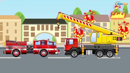 El Camión de bomberos es Rojo infantiles - Carritos para niños - Caricatura de carros
