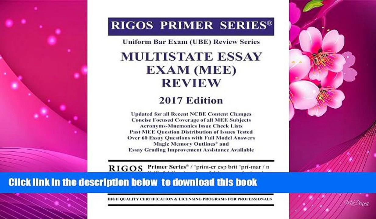 Download [PDF]  Rigos Primer Series Uniform Bar Exam (UBE) Review Multistate Essay Exam (MEE):