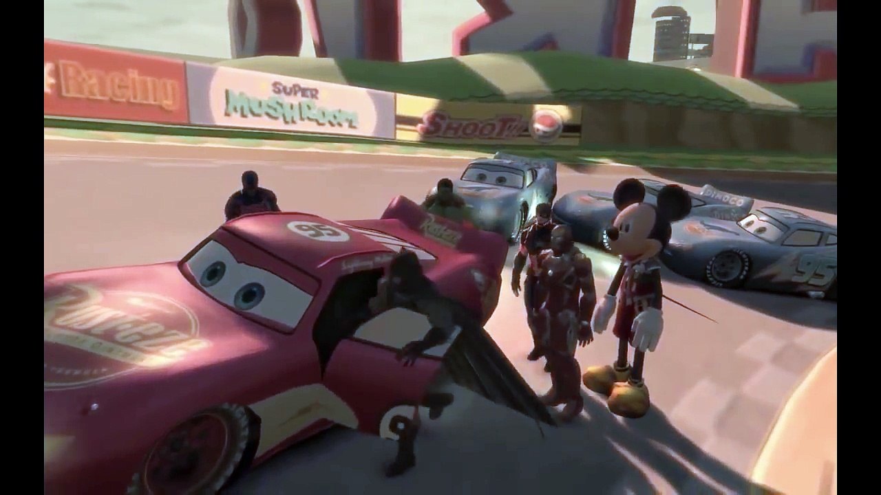 Lightning Mcqueen and Batman VS Dinoco and Captain America - Wonderful Race for Children