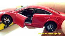Car toys tomica tomy Mazda Atenza No.62 red and Car ISUZU GALA No.42 bus videos for childred
