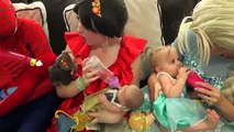 Princess Elena of Avalor sings to cute elsa baby with disney princesses in real life and spiderman