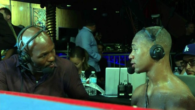 Bernard Hopkins speaks to Damon Allen after Allens first Draw