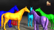 Learn Horse Colourful Colour Song For 3D Rhymes 3D Animals Nursery Rhymes