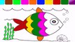Çocuklar İçin Renkler Öğrenin ve Renkli Balık Boyama Sayfası