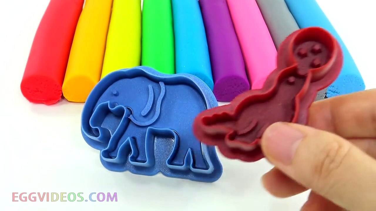 Learn Colors with Play Doh Animal Molds Elephant Lion Giraffe Seal Fun & Creative for Kids