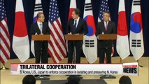 S. Korea, U.S., Japan to enforce cooperation in isolating and pressuring N. Korea