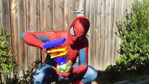Spiderman and Spidergirl Bubble Gum Poo Prank Fun - Superhero Movie In Real Life!-ELSm