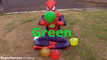 TOP Spiderman Wet Balloons Compilation - Learn Colours Water Balloon Finger Song Nursery Collection!-JB9sUcRx
