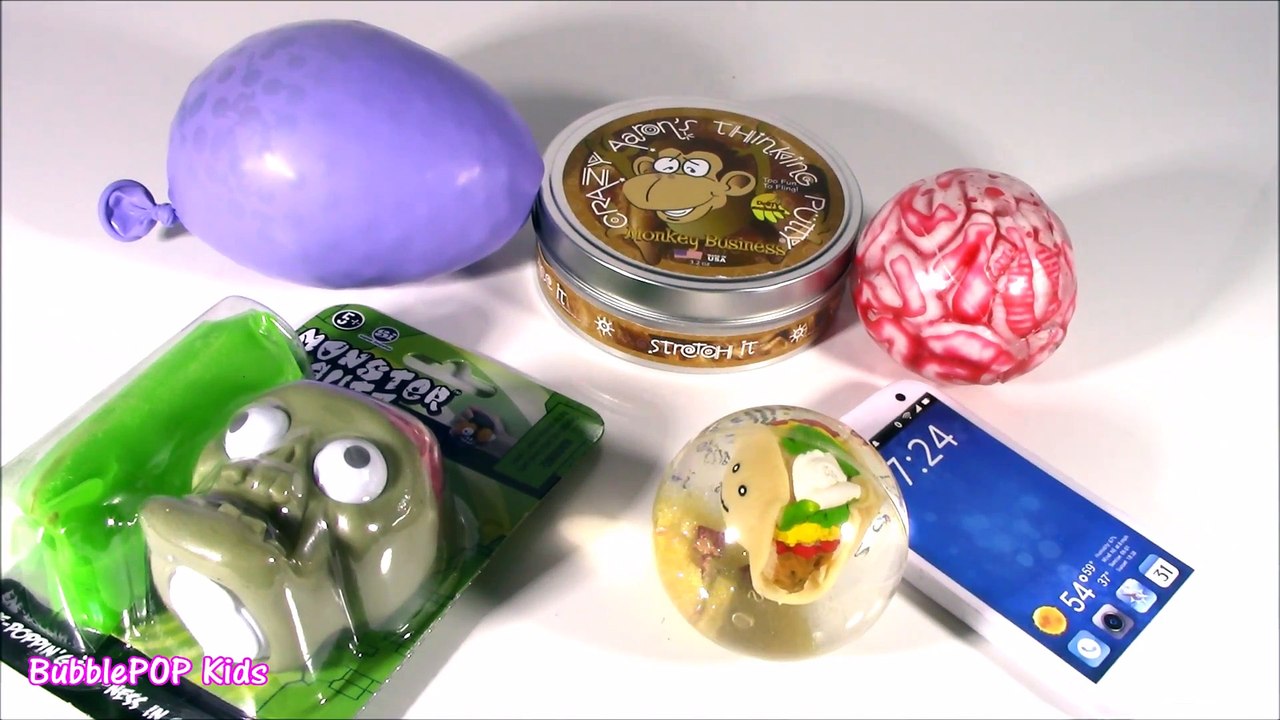 Cutting OPEN Squishy Monkey POO! Blood Gusher Brain Cell PHONE! Taco Homemade Stress BALL! FUN