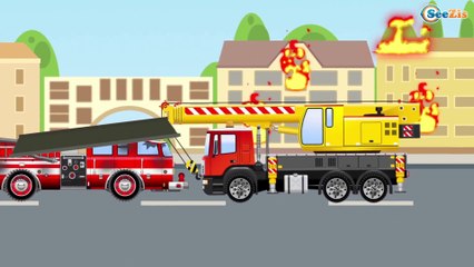 El Tractor es Verde y El Camión Para Niños - La zona de construcción - Caricatura de carros
