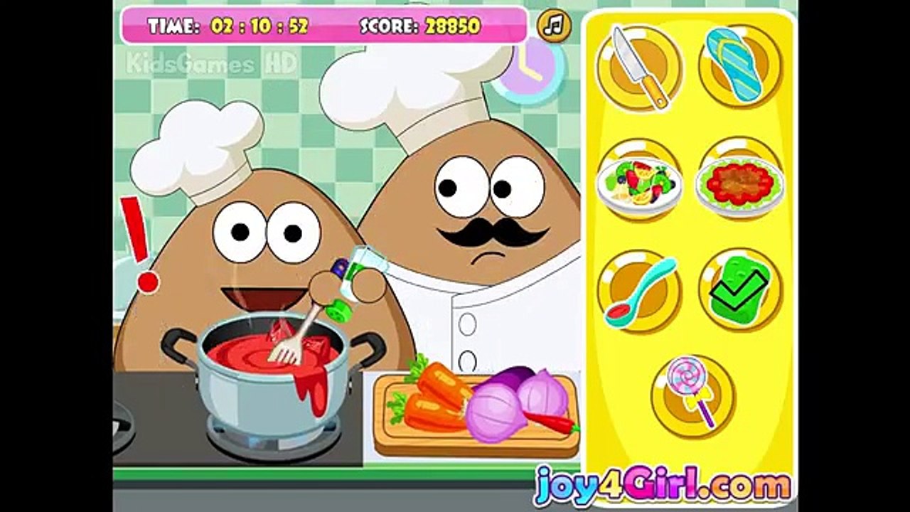 Pou Kitchen Slacking Cartoon Pou Baby Game for Kids