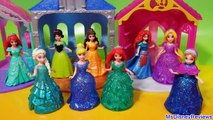 Disney Princess Glitter Glider Castle 8 MagiClip dolls Flip n Switch Castles Frozen Elsa Olaf
