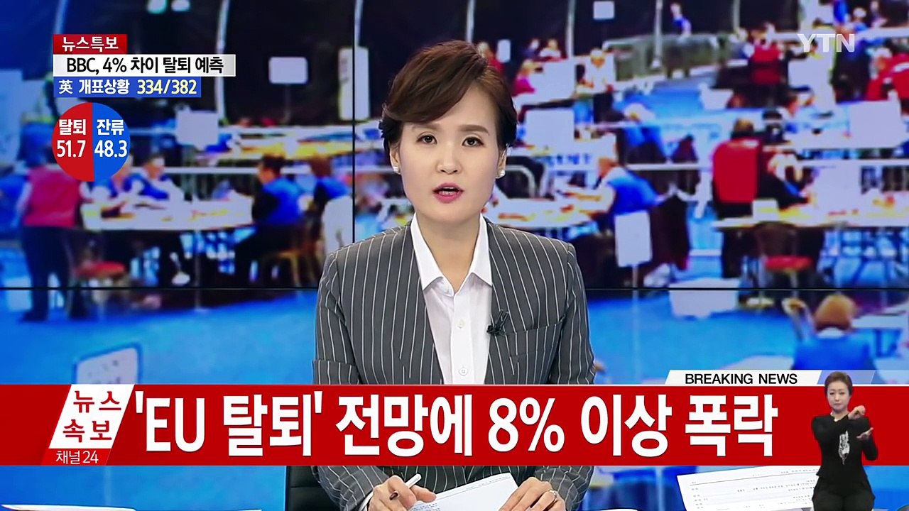 英 EU 탈퇴 우세하자 日 증시 폭락...엔화 가치 급등 / YTN (Yes! Top...