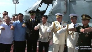 PRESIDENT Philippines Duterte visit to Russian warship Admiral Tributs