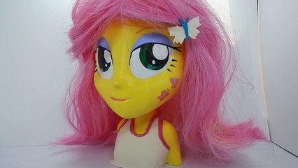 Fluttershy styling head custom painting . My Little Pony 3d printed Barbie Styling Head Play Doh HD