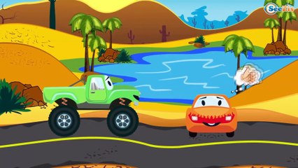 Dessin animé pour bébés - Camion de pompiers et Voiture de course - La Voiture Pour Enfants