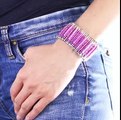 A cool bracelet made from beads and safety pins
