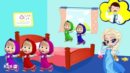 Five Little Masha Colors Jumping on the Bed, Nursery Rhymes For Children, Kids songs