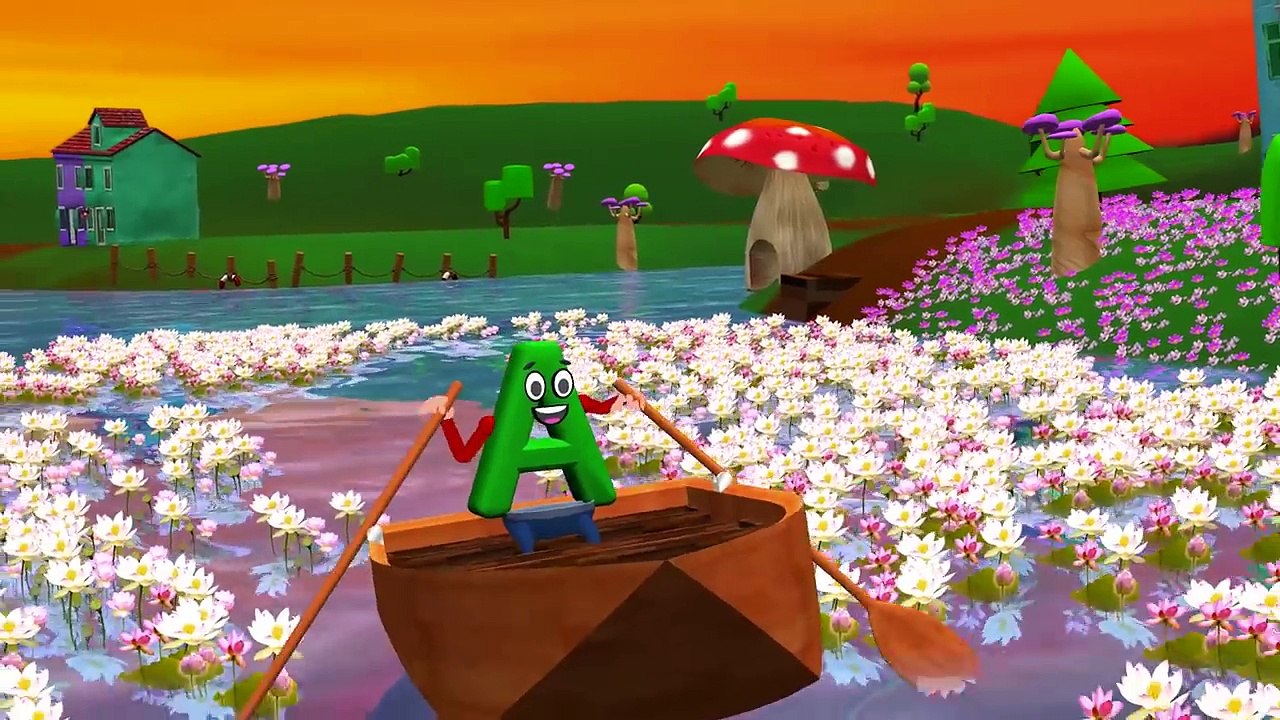 Row Row Row Your Boat With Vowels _ Famous Rhyme With Alphabet _ 3D Alphabet Songs-51Bai17mjOw