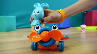 Kid's Toys Videos - TALKING EGG! - Bunny & Piggy's Toy Airplane Journey - Learn Shapes