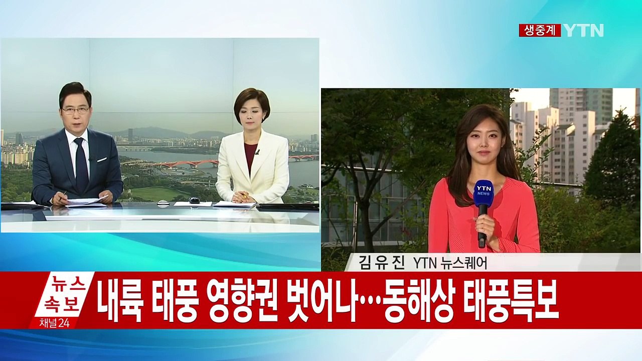 [날씨] 내륙 태풍 영향권 벗어나...동해상 태풍특보 / YTN (Yes! Top N...