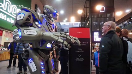 Titan the Robot welcoming visitors at London Boat Show 2017