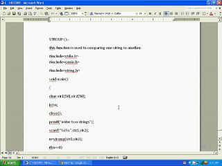 C LANGUAGE STRCMP FUNCTION PROGRAM