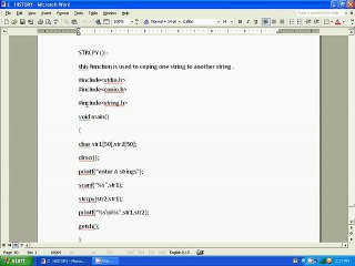 C LANGUAGE STRCPY FUNCTION PROGRAM