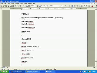 C LANGUAGE STRREV FUNCTION PROGRAM