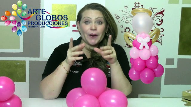 Angel en globos para comuniones o bautizos, llegadas del bebe baby shower
