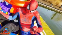 SPIDERMAN VLOG In Real Life Spiderman showing his Boat Captain Spiderbaby Ship Superhero Fun SHMIRL