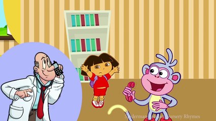 Five Little Dora Jumping on the Bed - 5 Little Monkeys Nursery Rhymes with Dora the Explorer