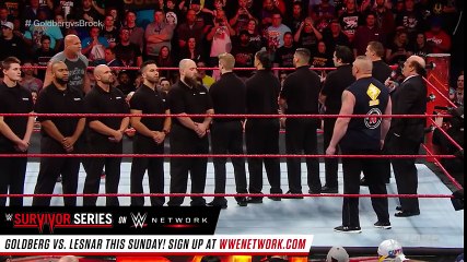 Goldberg and Brock Lesnar face-to-face before Survivor Series || Raw, Nov. 14, 2016