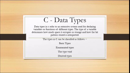 C Data Types
