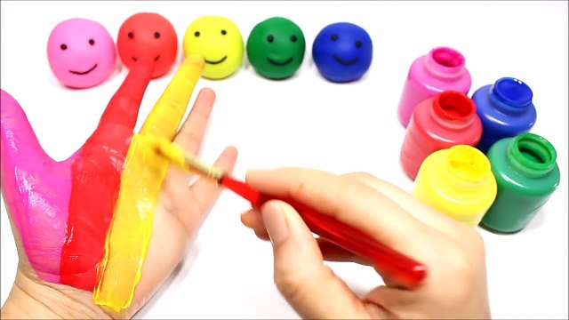 Learn Colors Body Paint with Play Doh Smiley Faces & Finger Family Nursery Rhymes-InbtBooH6CM