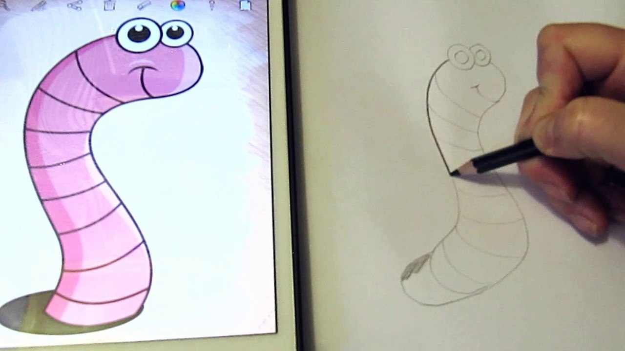 Как нарисовать насекомое для детей. Червяк How to draw insect for children. How to draw a Worm
