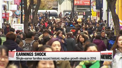 Single-earner families record income decline in 3 quarters last year