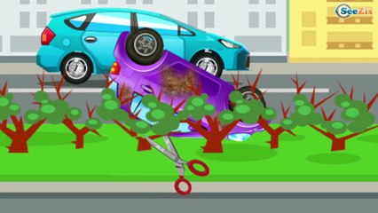 The Red Bulldozer and Big Truck in the City - Diggers Cartoons - Cars & Trucks for Kids