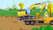 The Yellow Excavator at work - Diggers Cartoons - World of Cars for children