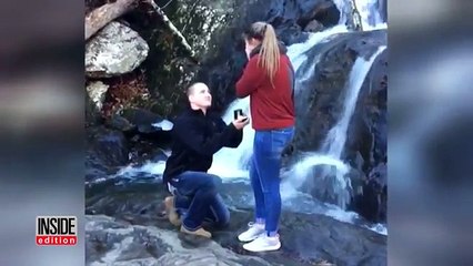 Demander sa copine en mariage près d'une cascade...c'est beau...mais c'est aussi très risqué !