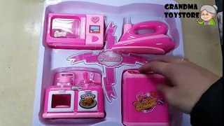 Unboxing TOYS ReviewDemos - Part 2 home cleaning toy kit, iron, kitchen, washing machine, microwave