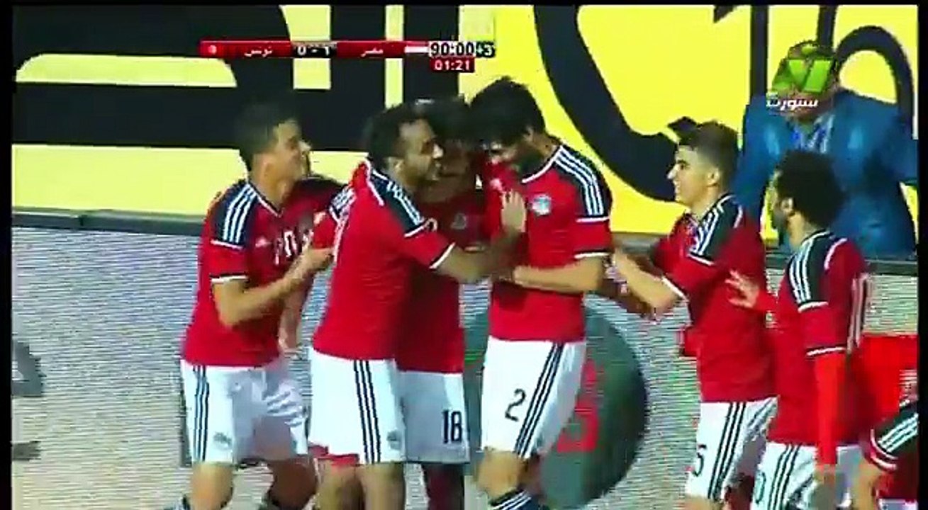 هدف مباراة مصر وتونس 1-0 في الوقت بدل الضائع (مباراة ودية) 8_1_2016