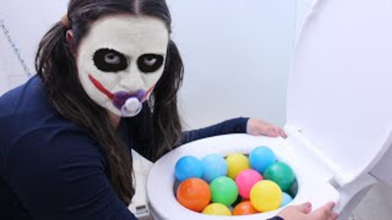 Bad Baby Joker Girl Poo Colored Balls w Baby Victoria Baby Annabelle Prank Movie Compilati