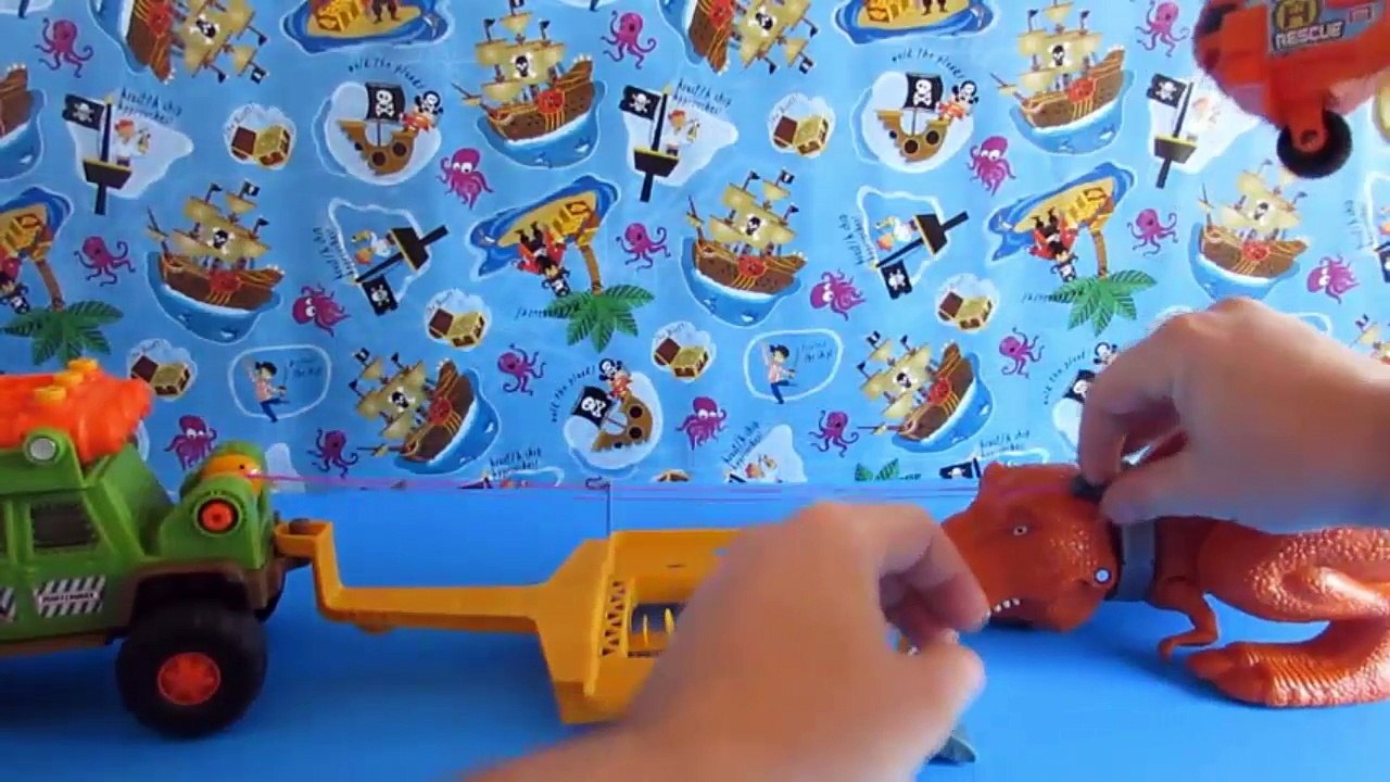 Woo SUPER Jurassic world Toys, Battle of Dinosaurs, Helicopter and Truck with Rockets.