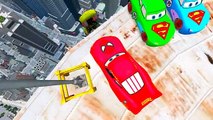 Amazing Spiderman with Lightning McQueen Cars Colors Nursery Rhymes   Car Smash Party Songs for kids